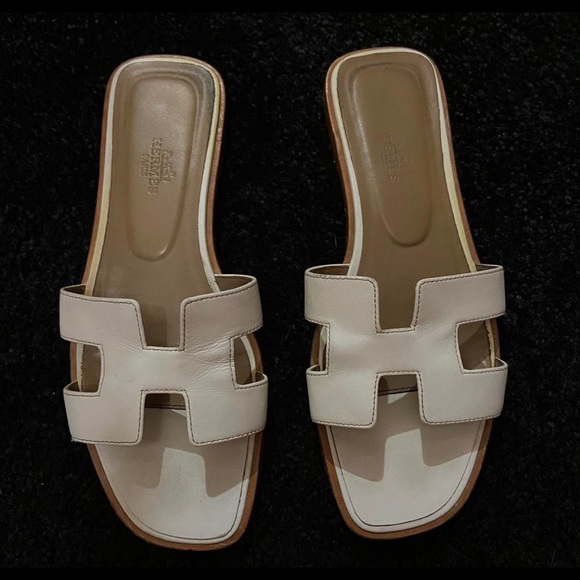 Hermes Shoes - Hermes white sandals size 7